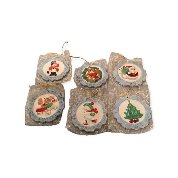 Vintage 80’s Snowflake Greetings Set of 6 Inspirational Verse Tree Ornam… - Picture 4 of 12